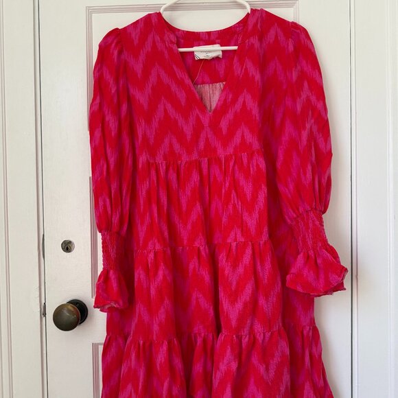 Pomander Place Hot Pink Ikat Kenzo Dress I XS - Picture 4 of 6